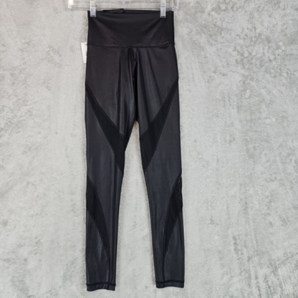 TNA Liquid Black High-Waisted Leggings with Mesh Cut Outs